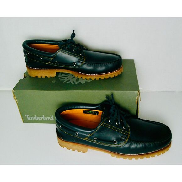 TIMBERLAND NAVY BLUE 3 EYE CLASSIC LUG BOAT SHOE. MEN'S 11M - Picture 2 of 4